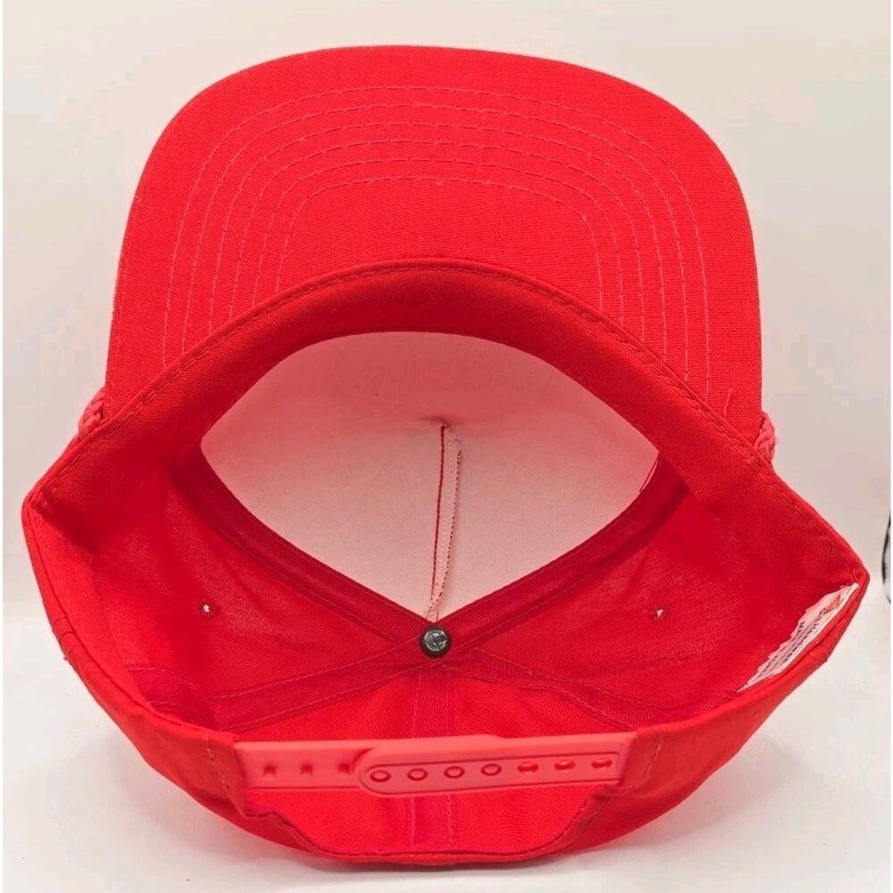 Vintage 90s Poes Fishing Lure Rope Patch Cap Logo Mesh Foam Snapback Trucker Hat - Picture 6 of 8